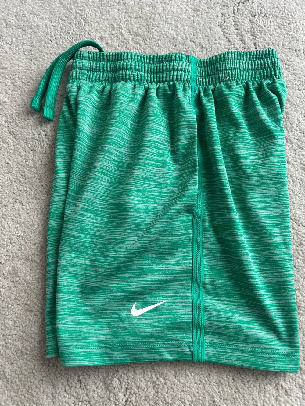 Nike Green Heather Athletic Shorts with White Swoosh